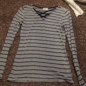 Crisscross striped shirt
